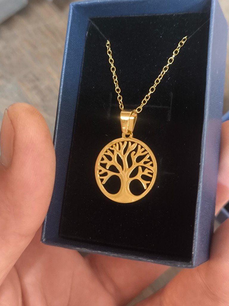 Pendentif Arbre de Vie en acier inoxydable doré